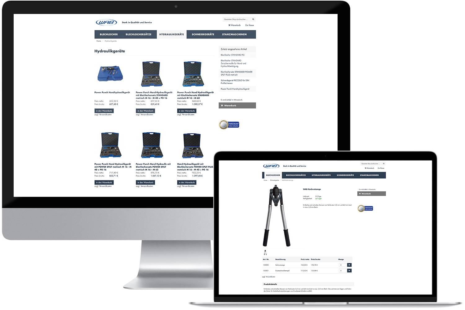 Projekt E-Commerce WAB-Präzisionswerkzeuge Desktop