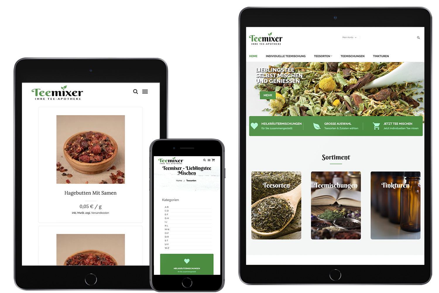 Projekt Onlineshop Teemixer Mobil
