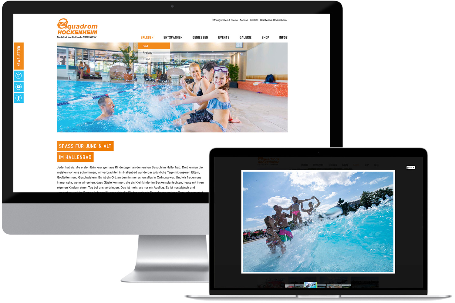 Projekt Webdesign Aquadrom Hockenheim Desktop