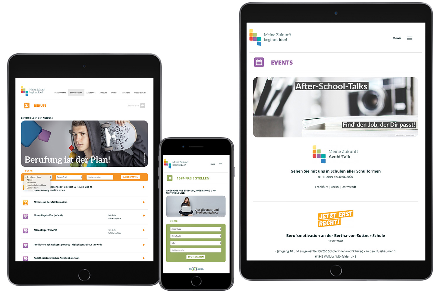 Projekt Webdesign Meine Zukunft beginnt hier Mobil