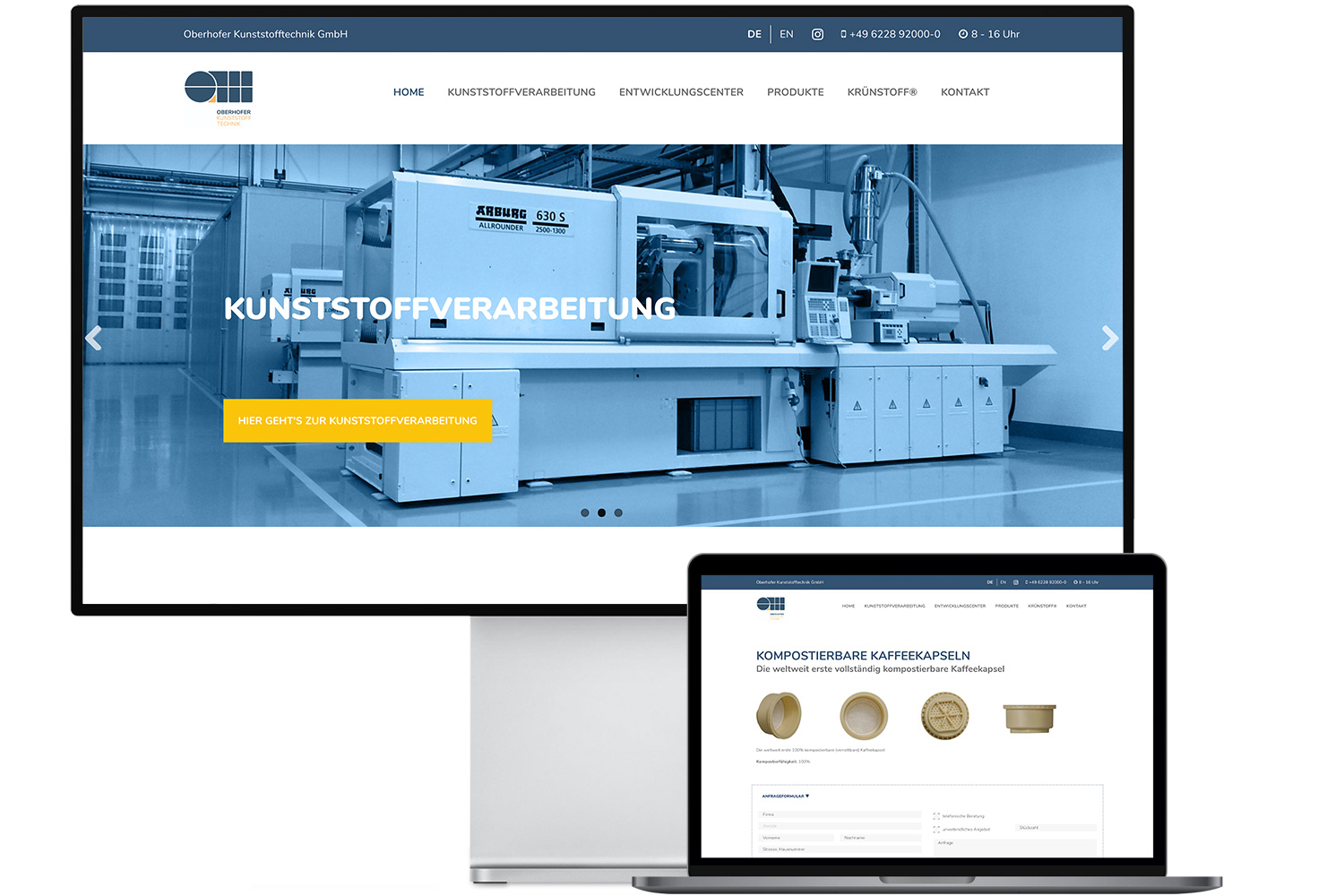 Projekt Website Oberhofer Kunststofftechnik Desktop