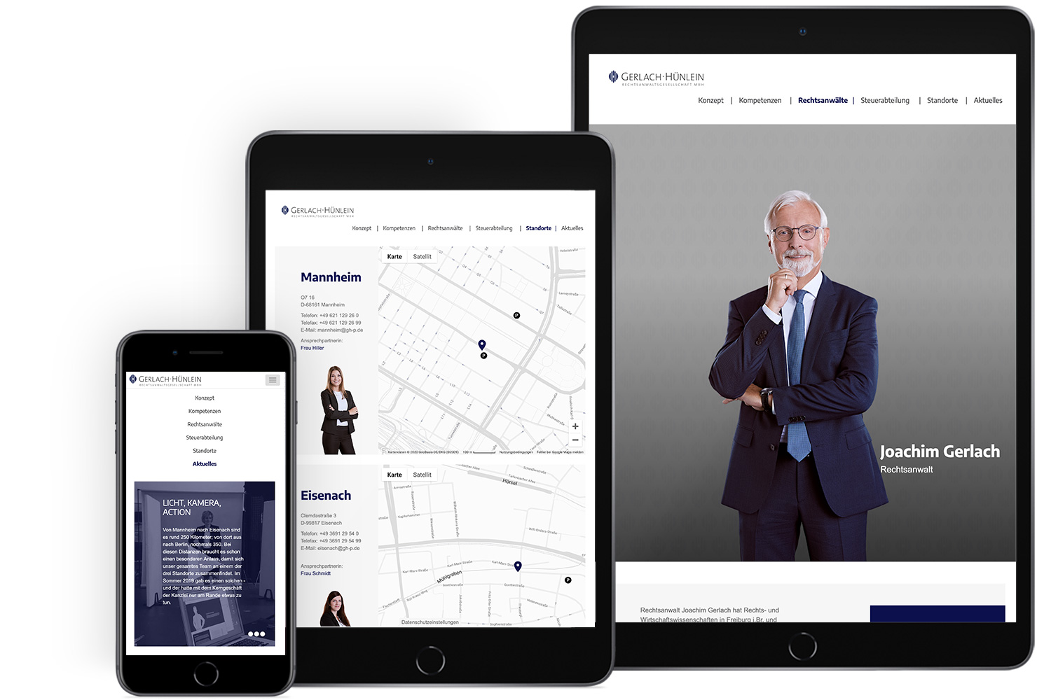 Projekt Website Rechtsanwaltskanzlei Gerlach Hünlein Mobil