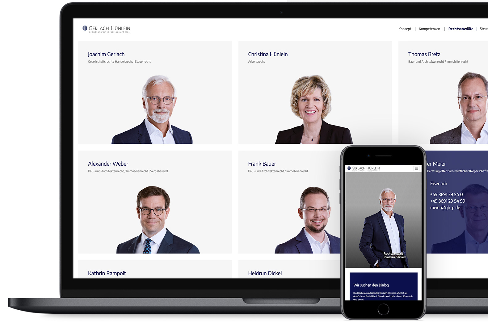Projekt Website Rechtsanwaltskanzlei Gerlach Hünlein