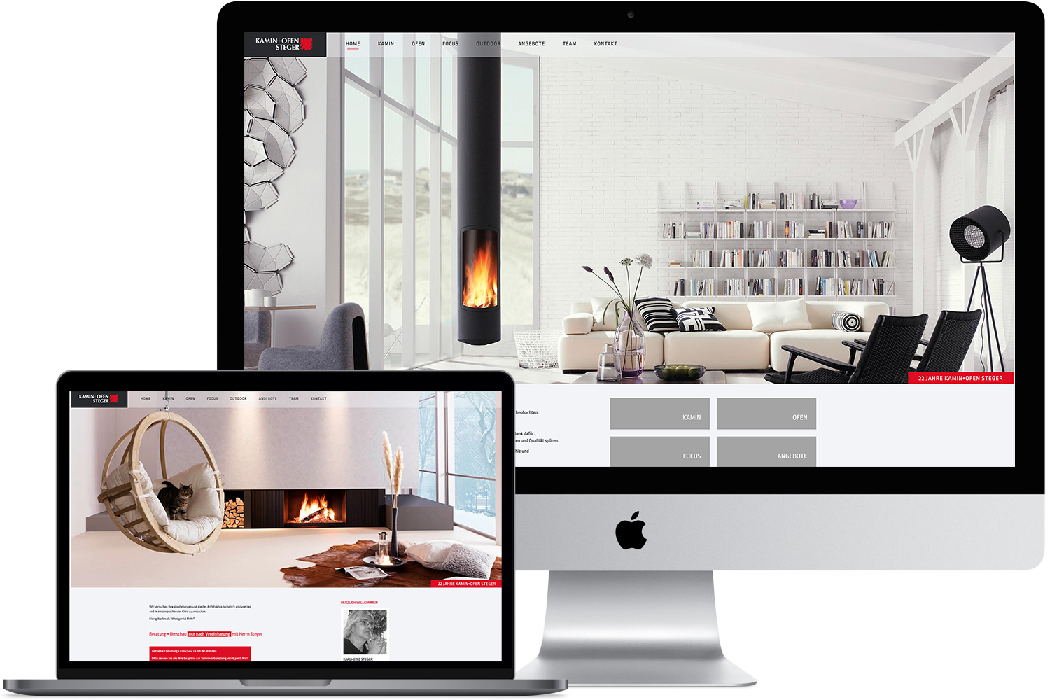 Projekt Webseite Kamin+Ofen Steger Walldorf Desktop