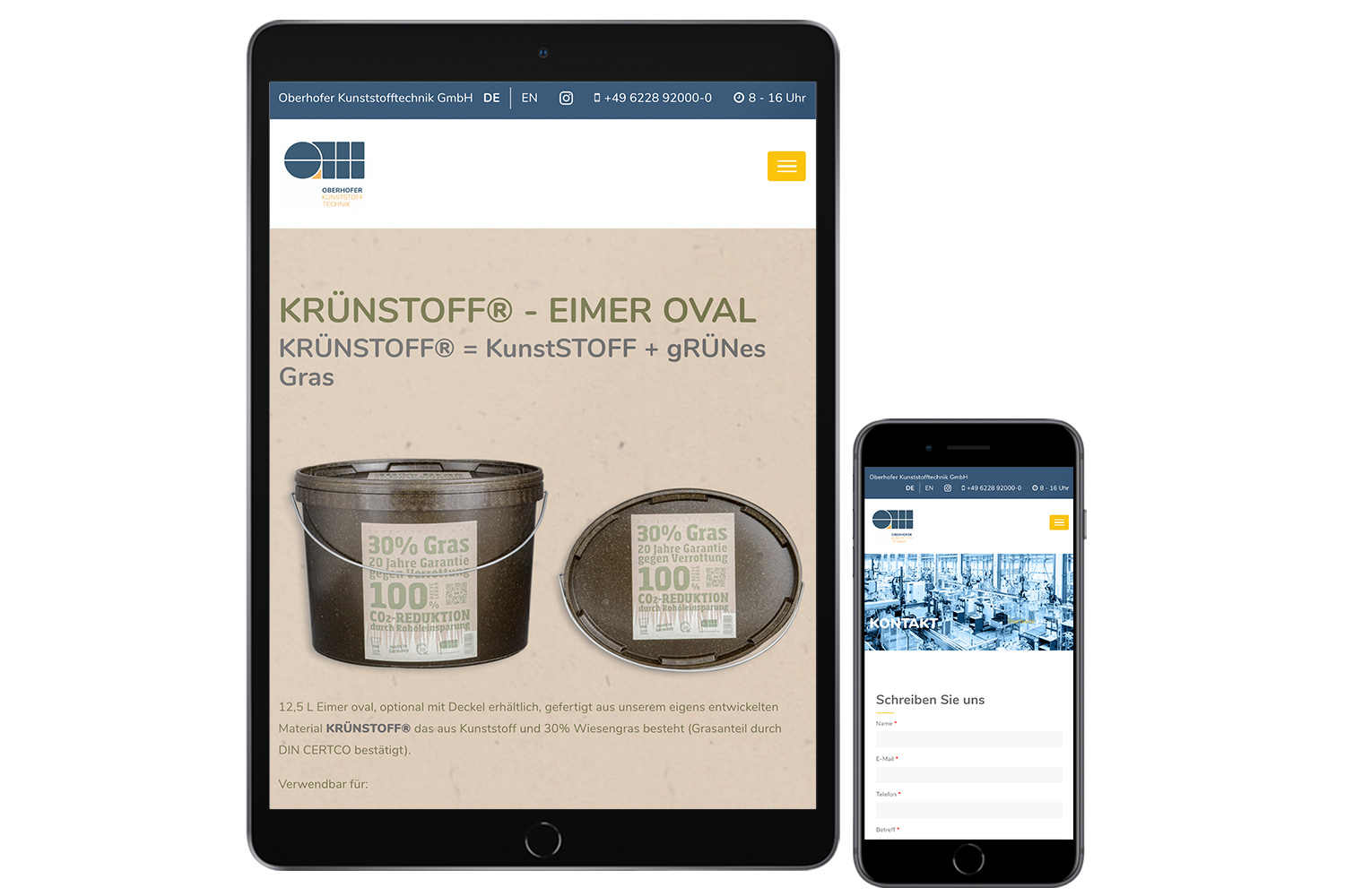 Projekt Website Oberhofer Kunststofftechnik Mobil